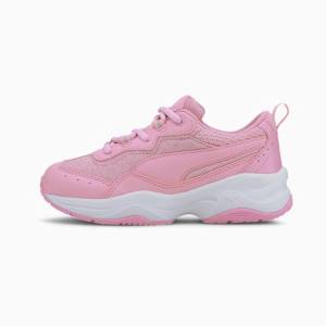 Puma Cilia Mesh Glitter Lány Tornacipő Rózsaszín Fehér Titán | HU32134