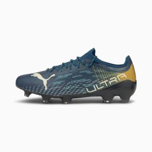 Puma PUMA x FIRST MILE ULTRA 1.3 FG/AG Férfi Focicipő Kék Fehér Sárga Fekete | HU93824