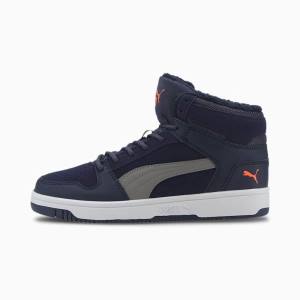 Puma Rebound Lay-Up Fur SD Youth Fiú Téli Cipő Sötétkék Szürke Fehér | HU49744