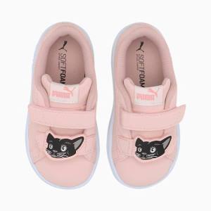 Puma Smash v2 Animals V Lány Tornacipő Rózsaszín Szürke | HU34411