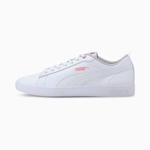 Puma Smash v2 Bőr Női Tornacipő Fehér Rózsaszín Szürke Lila | HU03760