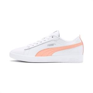 Puma Smash v2 Bőr Női Tornacipő Fehér Rózsaszín Titán | HU78453