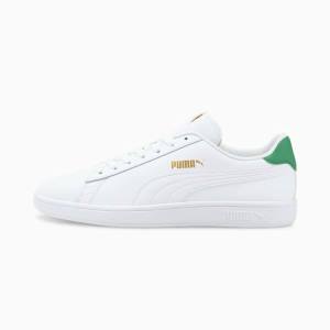 Puma Smash v2 Bőr Női Tornacipő Fehér Zöld Arany | HU47965