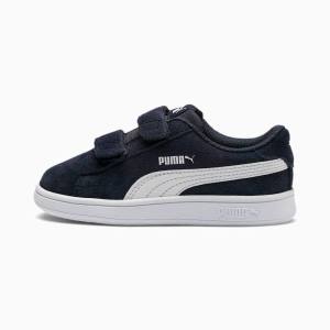 Puma Smash v2 Suede Tenisz Lány Tornacipő Sötétkék Fehér | HU28220