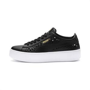 Puma Vikky Stacked Laser Cut Női Tornacipő Fekete | HU29389